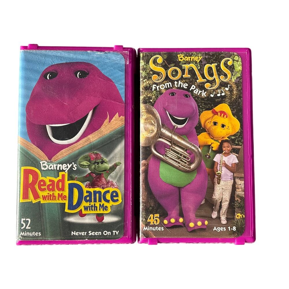 Barney VHS bundle Read & Dance with me & Songs from the Park white tape lot (2)